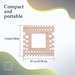пшеница Квадратные деревянные вязальные спицы, измерительные инструменты, измерительный инструмент, для крючков, толщина пряжи, цвет пшеницы, 15x15 см