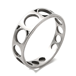 Couleur Acier Inoxydable 201 bagues en acier inoxydable anti-ternissement, bague ronde évidée pour femme, couleur inox, 4~6mm, diamètre intérieur: 17 mm