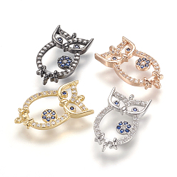 (52) Непрозрачная лаванда Латунные микро проложить кубических ссылки циркония, сова, разноцветные, 20x11x2 мм, отверстие : 1 мм