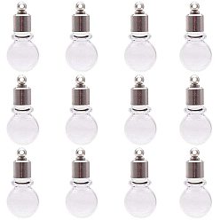 Платина Круглые прозрачные стеклянные желая подвески, латунная фурнитура с платиновым покрытием, платина, 28x12 мм, отверстие : 2 мм