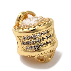 Прозрачный Стойка для цветов покрытие латунь микропаве кубический цирконий европейские бусины, бусины с большим отверстием, без кадмия и без свинца, долговечный, реальный 18 k позолоченный, прозрачные, 11.5x15 мм, отверстие : 4.5 мм