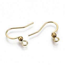 Real 18K Gold Plated 304 Stainless Steel French Earring Hooks, Flat Earring Hooks, Ear Wire, with Horizontal Loop, Real 18K Gold Plated, 15~17x18mm, Hole: 2mm, 21 Gauge, Pin: 0.7mm