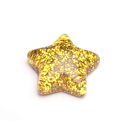 Золотистый Кабошоны из смолы, с блеском порошок, звезда, золотые, 16x16.5~17x5~6 мм
