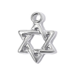 Нержавеющая Сталь Цвет 304 подвески из нержавеющей стали, звезда Дэвида Шарма, цвет нержавеющей стали, 19x15 мм, отверстие : 2.2 мм