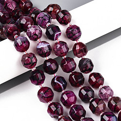 Фиолетовый Бусины из натурального агата (окрашенные и нагретые), энергетическая призматическая огранка с двойными концами бусины, граненые двухконусные, с бисером, фиолетовые, 10.5~12.1x11 мм, отверстие : 1.2 мм, около 26~27 шт / нитка, 13.98~14.57'' (35.5~37 см)