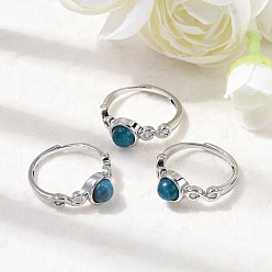 Апатит Перстни из натурального апатита, круглые, с реечной обшивкой латунными выводами, платина, 8 мм, внутренний диаметр: 17~18 мм