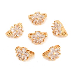 Plaqué 18K Or Véritable Barres d'espacement en laiton micro-pavé de zircone cubique transparente Shegrace Flower, sans cadmium et sans plomb et sans nickel, plaqué longue durée, réel 18 k plaqué or, 13x9.5x7.5mm, Trou: 1.2mm