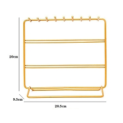 Golden Rectangle Iron Jewelry Display Tower Stands, Jewelry Organizer Holder for Earrings, Bracelet, Necklace Storage, Golden, 20.5x9.5x20cm