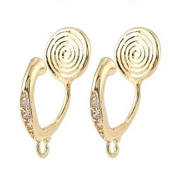 Настоящее золото 14K Латунные серьги с клипсами, без кадмия, без никеля и без свинца, с микро проложить кубического циркония, круглые кольца, реальный 14 k позолоченный, 18x8x11 мм