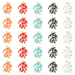 (52) Непрозрачная лаванда 30 шт. Подвески из сплава эмали, ветки прелести, стойки покрытие, без кадмия, без никеля и без свинца, разноцветные, 21.5x15.5x1.5 мм, отверстие : 1.6 мм