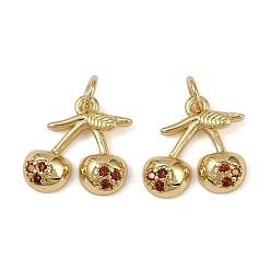 Вишня Латунные микро проложить кубического циркония подвески, фрукты чары, долговечный, без кадмия и без свинца, стойки покрытие, с целью перехода в кольце, реальный 18 k позолоченный, вишня, 13.5x14x3.5 мм, отверстие : 3.5 мм