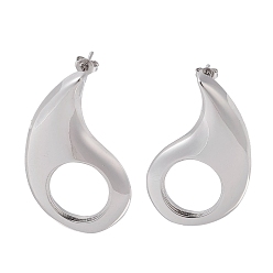 Платина Латунь серьги, слеза, платина, 41x25.5 мм