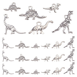 Античное Серебро 120 шт 6 стили подвески из сплава в тибетском стиле, динозавр, античное серебро, 9~22x16~26.5x3~4 мм, отверстие : 1.5~2.5 мм, 20 шт / стиль