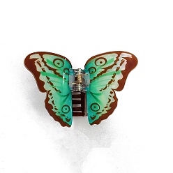 Средний Аквамарин Акриловые коготь заколки, бабочка, средний аквамарин, 95x100x45 мм