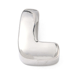 Letter L Латунные бусины с инициалами, платина, долговечный, стойки покрытие, без свинца и без кадмия, Письмо L, 21x15x7 мм, отверстие : 8.5x4.5 мм