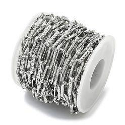 Нержавеющая Сталь Цвет 304 цепи из текстурированной нержавеющей стали с овальными звеньями, несварные, с катушкой, цвет нержавеющей стали, 15x6.5x3 мм