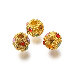 Настоящее золото 18K Наберешь металлизации шарики сплава, с цветным стеклом, без свинца и без кадмия, круглые, реальный 18 k позолоченный, 6x6 мм, отверстие : 1.8 мм