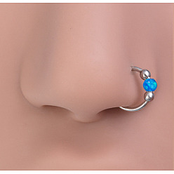 Озёрно--синий Кольца для носа из титанового сплава и синтетического опала, хрящевые серьги, платина, Плут синий, внутренний диаметр: 10 мм, штифты : 1 мм