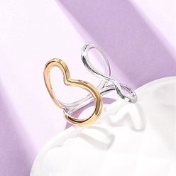 Сердце 304 открытые манжеты из нержавеющей стали для женщин, золотой & нержавеющая сталь, сердце, 3~34 мм, 19 мм