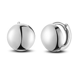 Платина Серьги-кольца из стерлингового серебра 925 с родиевым покрытием, полукруглый, платина, 11x11 мм