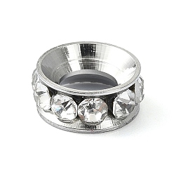 Нержавеющая Сталь Цвет 304 из нержавеющей стали разделительные бусины, со стразами, бусины с большим отверстием, колонка, цвет нержавеющей стали, 11x4.5 мм, отверстие : 5.5 мм