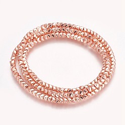 Гальванический Розовый Золотой Гальванические немагнитная синтетический гематит бисер пряди, долговечный, многоугольник, покрытием из розового золота, 2x2.5~3 мм, отверстие : 0.8 мм, около 203 шт / нитка, 16.14 дюйм (41 см)