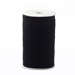 Black 1/8 inch Flat Braided Elastic Rope Cord, Heavy Stretch Knit Elastic with Spool, Black, 3mm, about 180~200yards/roll(540~600 feet/roll)