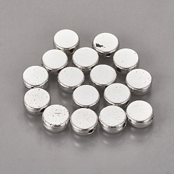 Antik Silber Farbe Tibetischer stil legierung perlen, cadmiumfrei und bleifrei, Flachrund, Antik Silber Farbe, 7x3 mm, Bohrung: 1 mm