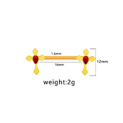 Cross 316l хирургические кольца для сосков из нержавеющей стали с рубиновыми стразами, золотые, крестик, 16 мм, штифты : 1.6 мм