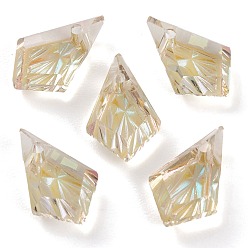 Райский Свет Подвески из тисненого стекла со стразами, граненые, воздушный змей, райский блеск, 13x8x4 мм, отверстие : 1.2 мм