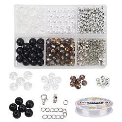 (52) Непрозрачная лаванда Набор для изготовления браслетов из искусственного жемчуга и драгоценных камней своими руками, в том числе круглые бусины из абс-пластика и акрила, стеклянные бусины рондель, железные наконечники для бусинок, прыгающие кольца и концевая цепь, застежки из цинкового сплава и эластичная кристаллическая нить, разноцветные, бусины: около 294 шт. / набор