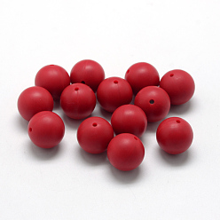 Red Food Grade Eco-Friendly Silicone Beads, Chewing Beads For Teethers, DIY Nursing Necklaces Making, Round, Red, 8~10mm, Hole: 1~2mm