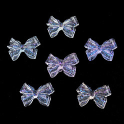 Mixed Color Transparent Resin Cabochons, with Glitter Powder, Bowknot, Mixed Color, 8x11x3mm