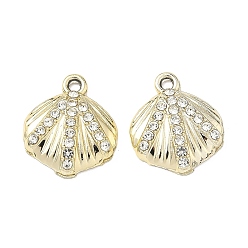 Shell Shape Подвески из сплава и страза, подвески на тему океана, формы раковины, 17.5x15x3.5 мм, отверстие : 1.6 мм