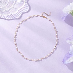 Золотой Ожерелья из цепочек из натурального жемчуга и рисовых бусин и медной проволоки, с 304 концевыми цепями из нержавеющей стали, белые, золотые, 18.03 дюйм (45.8 см)