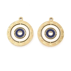Плоский Круглый 304 нержавеющей стальной эмали подвески, золотые, плоские круглые прелести, 18x16x1 мм, отверстие : 1.2 мм