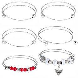 Stainless Steel Color 6Pcs 304 Stainless Steel Cuff Bangles Making, Torque Bangles, Stainless Steel Color, 2-1/2 inch(6.5cm)