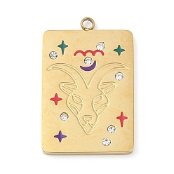 Козерог 304 из нержавеющей стали стразы подвески, созвездия тема, золотые, Козерог, 27.5x17.5x2 мм, отверстие : 1.8 мм