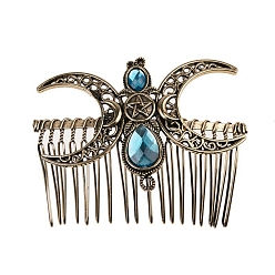 Античное Золото Сплав со смоляной расческой для волос, луна, аксессуары для волос для женщин, античное золото , 70x56 мм