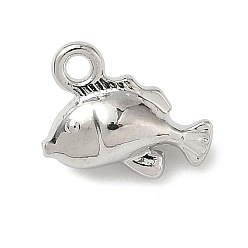 Fish Талисман из сплава, платина, рыба, 8.5x11.5x5 мм, отверстие : 1.5 мм
