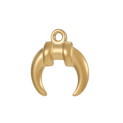 Настоящее золото 14K 304 прелести нержавеющей стали, двойной рог / полумесяц, ионное покрытие (ip), реальный 14 k позолоченный, 15x13 мм