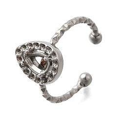 Нержавеющая Сталь Цвет Каплевидные 304 компоненты регулируемого манжетного кольца из нержавеющей стали, настройки зубчатых колец, цвет нержавеющей стали, лоток : 5.5x3.5 мм, слеза: 11x8.5 мм