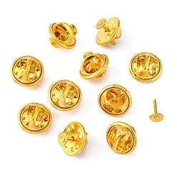 Golden Iron Lapel Pin Backs, Tie Tack Pin, Brooch Findings, Golden, Tray: 4.5mm, 12mm, Pin: 1mm