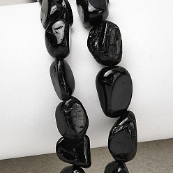 Турмалин Натуральный черный турмалин бисер нитей, самородки, упавший камень, 5~9x5~8.5x3~6 мм, отверстие : 0.8~0.9 мм, около 31 шт / нитка, 7.87'' (20 см)