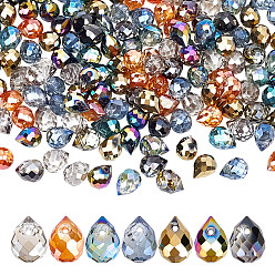 (52) Непрозрачная лаванда 140 шт 7 цвета гальванические стеклянные бусины, граненые, слеза, разноцветные, 9.5x8 мм, отверстие : 1.2 мм, 20 шт / цвет