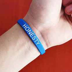 Темно-Голубой Силиконовые браслеты с мотивирующими цитатами, браслеты для женщин и мужчин, честность, глубокое синее небо, 7-1/2 дюйм (19 см)