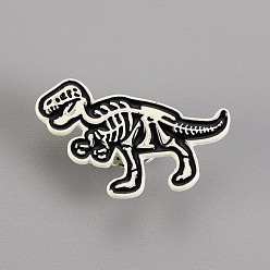 Black Spray Painted Alloy Brooches, Enamel Pin, with Butterfly Clutches, Dinosaur, Cadmium Free & Lead Free, Platinum, Black, 20x30mm, Pin: 1mm