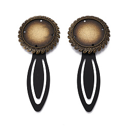 Античная Бронза Закладки из сплава и железа, с плоским круглым вращающимся подносом, античная бронза, 80.5~81.5x34x5~6.5 мм, Размер лотка: 25 мм