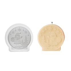 Santa Claus Рождественская тема diy силиконовые формы для свечей, для изготовления свечей, плоско-круглые, белые, Дед Мороз, 76x76x26 мм