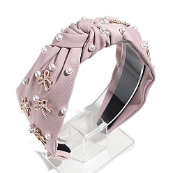 Розовый Ткань ленты для волос, аксессуары для волос для женщин и девочек, с имитацией жемчужина бисера, туманная роза, 170x125 мм